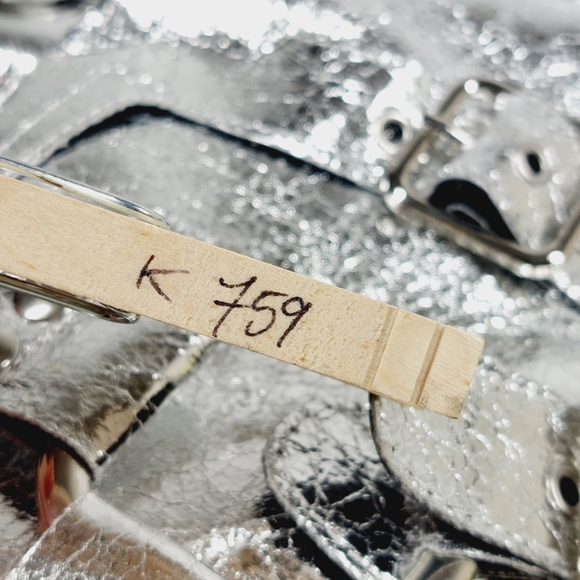 New Wild Diva Look At Me Silver Faux Leather High Heel Harness Knee Boots K759 - Picture 11 of 11